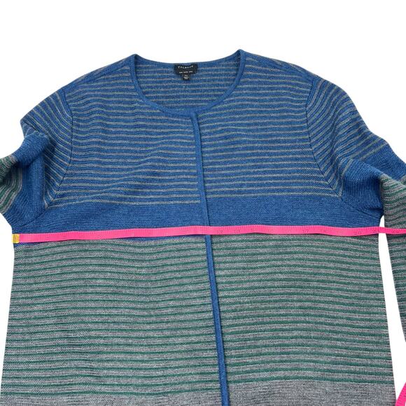Talbots Womens Stripe Heavy Pure Merino Wool Open Front Duster Cardigan Sz XL - Picture 10 of 12